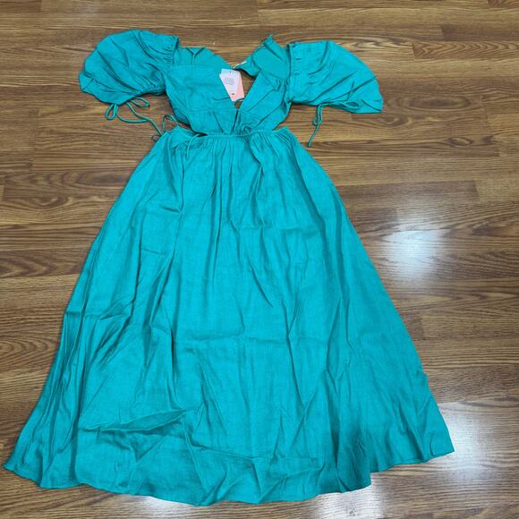 CULT GAIA Emerald green Erba Charlize Cut Out Midi Dress XS - Picture 13 of 14